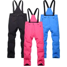Лыжные штаны для детей, водонепроницаемый теплый комбинезон для маленьких девочек, теплые ветрозащитные зимние штаны, спортивные детские штаны для сноубординга