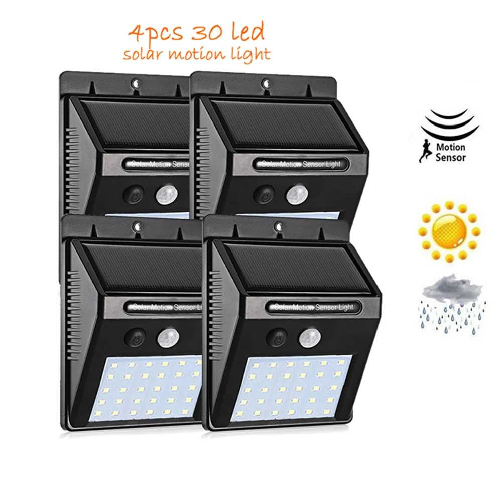 

2/4PCS 30 LED garden Solar Light Motion Sensor solar Lamp garage yard Wall+Lamps security lights deck-stair-fence-outdoor-lights