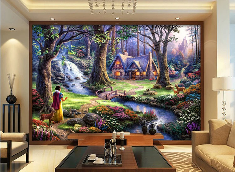 Пользовательские 3d росписи 3D сельская картина маслом гостиная диван спальня мультфильм мечта принцесса детская комната игровая площадка обои росписи