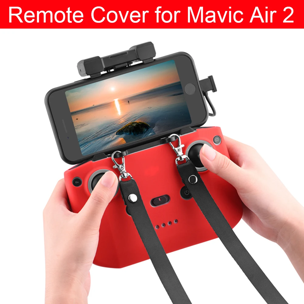 Remote Controller Silicone Protector Cover with Strap Comb for DJI Mavic Air 2 RC Drone Accessories