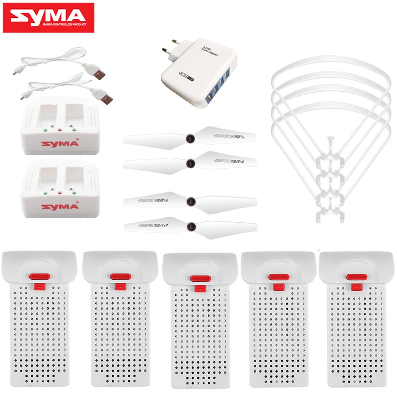 

7.4V 1000mAh SYMA X25pro battery RC Quadcopter Spare Parts baldes protector Accessories charger eu adapter(4USB ports)