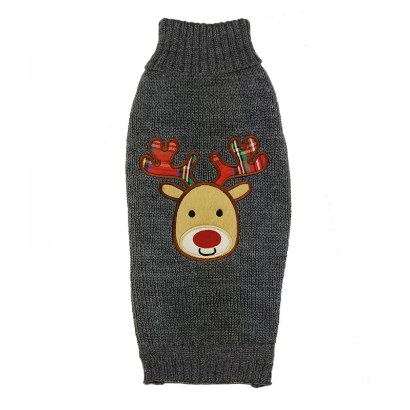 Рождественский Олень Дизайн Прекрасный щенок, домашнее животное, кот собака свитер вязаное пальто Верхняя одежда 7 размеров Рождество - Цвет: Gray Reindeer