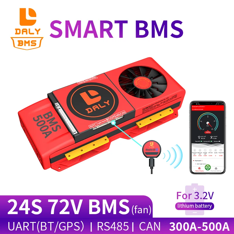 Умная плата bms daly 3 2 V 24s lifepo4 400ah батарея EV 72V 300A 400A 500A Bluetooth UART RS485 CAN с