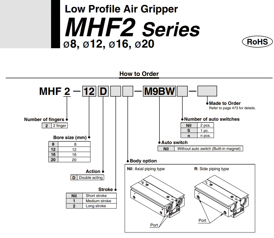 宙花016 MHF2 Pneumatic Finger Cylinder Gripper Slide Rail 8D1 Model