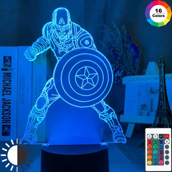 

3D Led Night Light Lamp Marvel Superhero Captain America Cool Nightlight Gift for Christmas Novetly Table Lamp 3d Dropshipping