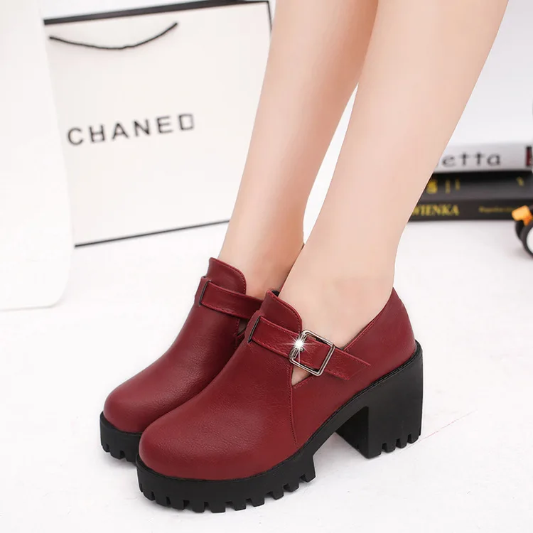 

Autumn And Winter New Arrival England Retro Martin Boots Low Heel Ankle Boots Belt Buckle round-Toe Popular Modern And Trendy/wo