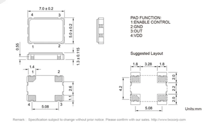 10pcs 50M 50MHZ 50.000MHZ 4Pin 5070 5*7 MM 5X7 7050 OCS Active smd quartz resonator Crystal