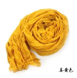 Хлопок и лен смешивание шарф женский 165*52 см сплошной длинный женский сплошной цвет дикие плиссированные яркие цвета женские шали шарфы - Цвет: dark yellow
