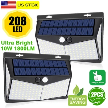 

208LED Outdoor Solar Light Motion Sensor Wall Lamp Energy Saving Solar Lamp Lighting For Front Door Yard Garden Garage Hallway