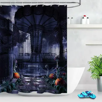 

Carousel Halloween Pumpkin Skull Fabric Shower Curtain Set