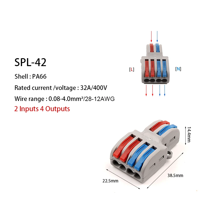 5/10pcs/Lot SPL-42/62 Mini Fast Wire Connector Universal Wiring Cable Connector Push-in Conductor Terminal Block DIY YOU