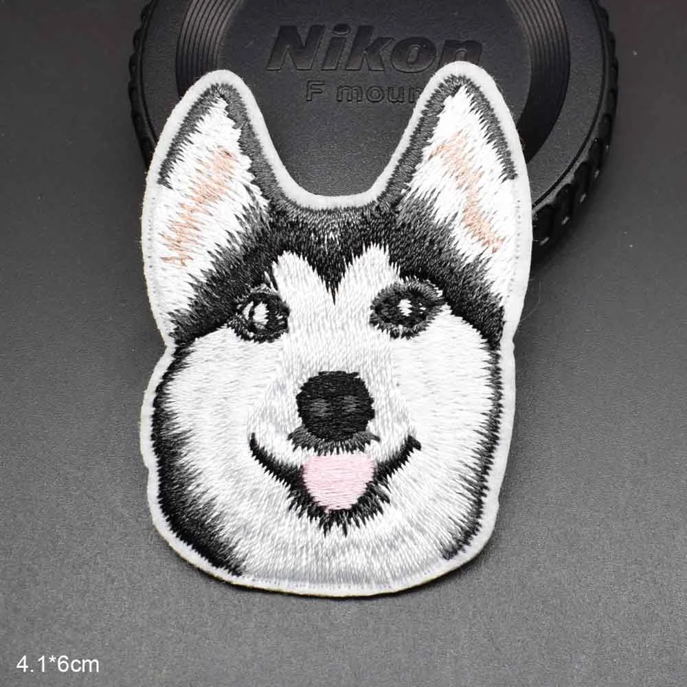 ハスキー犬アイアンで犬安い刺繍刺繍服パッチ衣料用ジーンズバックパックガールズボーイズ服ステッカー Iron On Dog Ironembroidery Patch Iron On Aliexpress