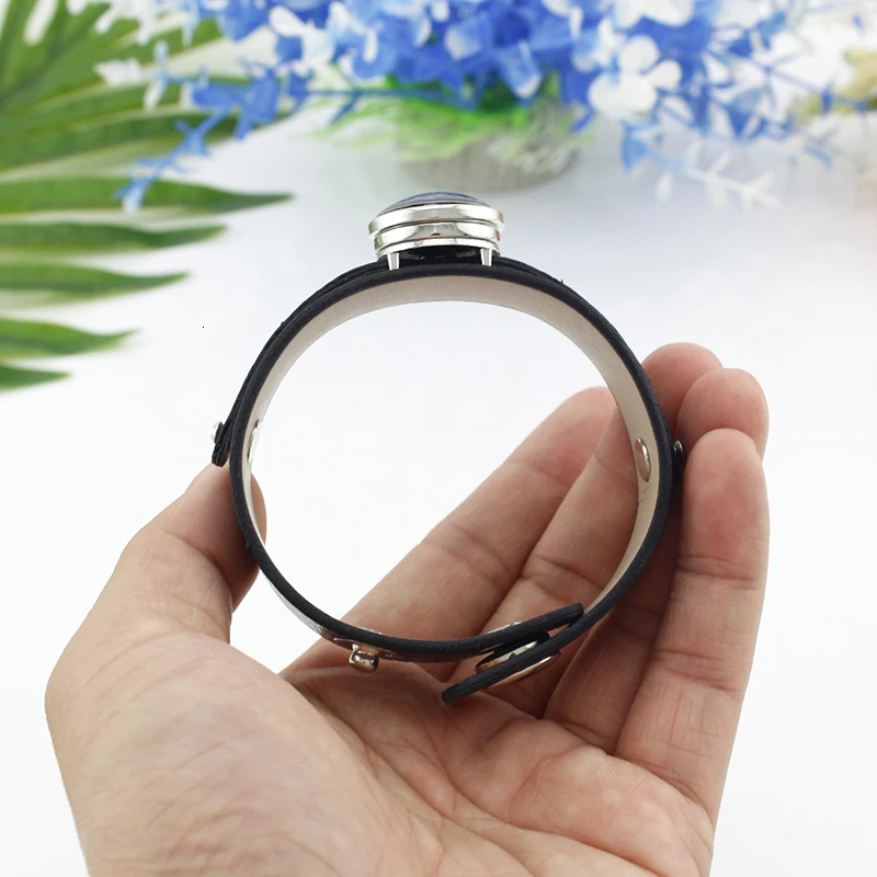TAFREE Ручной работы 18 мм Стекло изображение Cabochon животных Тигр браслет мужской черный pu кожаный, с кнопкой браслеты ювелирные изделия CN457