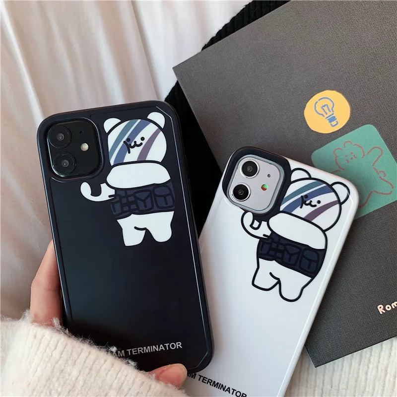 Для iphone 11 Pro Max чехол с милым мультяшным медведем для переноски объектива Модный мягкий чехол для телефона для iphone 7 7plus 8 8plus X XR XS MAX чехол