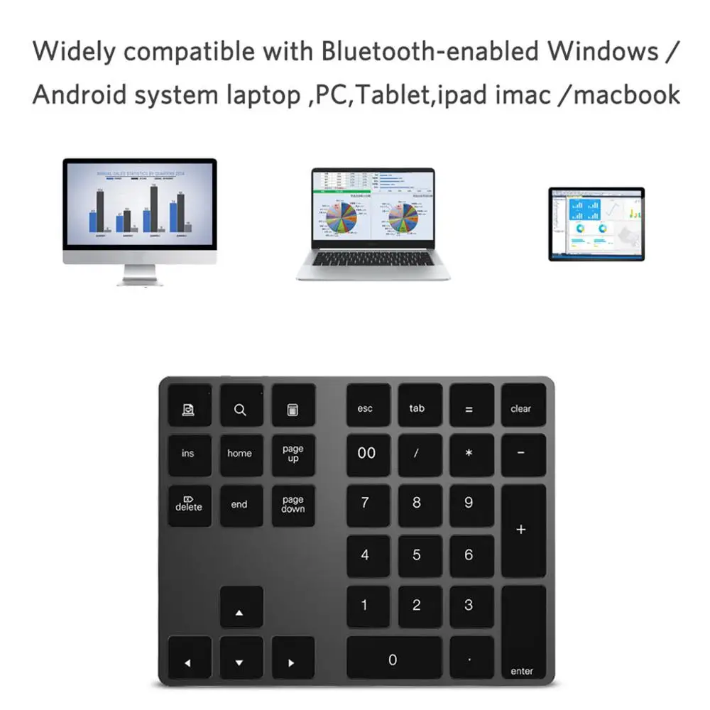 34 клавиши беспроводной Bluetooth мини цифровая клавиатура для Windows, Mac OS, Android ноутбук ПК