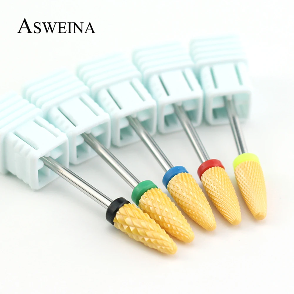 

1pc Yellow Nail Drill Bit Ceramic Milling Cutter Electric Rotary Manicure Drills Cuticle Accessories Gel Polish Remove Tools