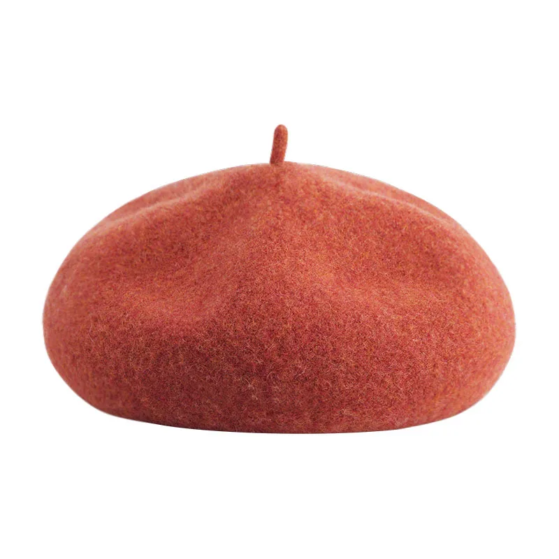 Caramel Японский стиль теплая шерсть зимняя шапка однотонные Цвет Винтаж Для женщин девушки берет женский тыквы мешковатая шапка осень девушка Кепки - Цвет: Caramel