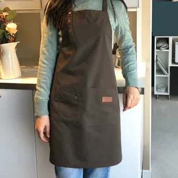 

New fashion canvas cotton apron coffee shop and barber work apron bib cooking kitchen apron woman apron LB829913