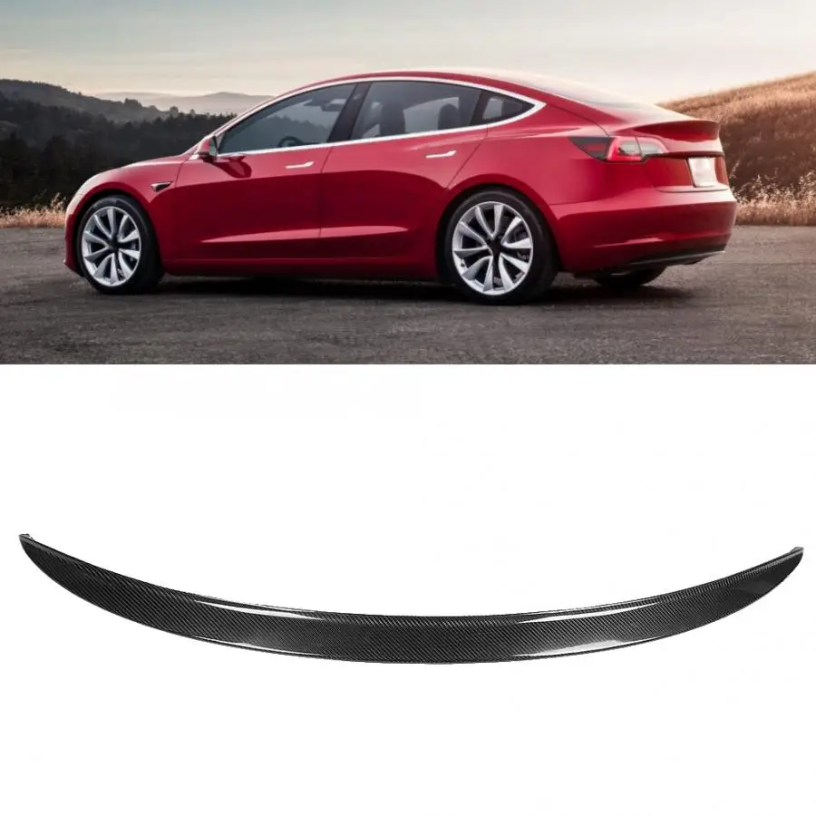 Подходит для Tesla модель 3 углеродного волокна задний спойлер багажника задний крыло автомобиля аксессуары