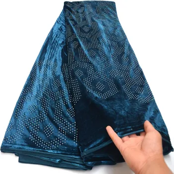 

african lace fabric 2020 high quality velvet fabric Gorgeous Korea Velvet Lace Fabric With Stones (5yards/pc)