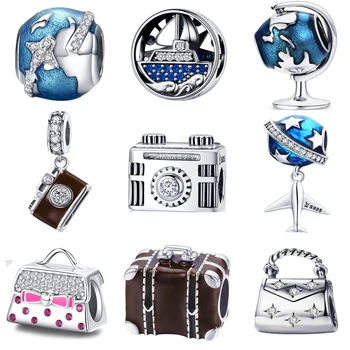 

BISAER 925 Sterling Silver The Sailing Trip camera bags women Beads Fit Original Design Bracelets DIY Jewelry Making For Women