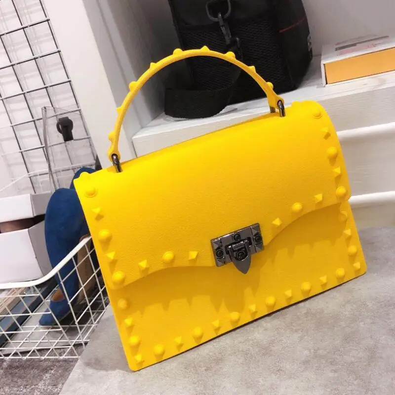 big yellow Женская наплечная сумка с заклёпками клатчи Квадратные прозрачные пляжные сумки через плечо для женщин брендовая Роскошная сумочка женская дизайнерская сумка - Цвет: big yellow