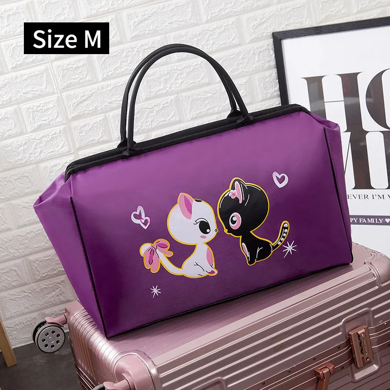 Женские дорожные сумки с кошкой, Большая водонепроницаемая сумка на плечо для фитнеса, сумка для путешествий на выходные, сумка для путешествий, повседневные сумки для сна XA308WB - Цвет: Dark purple M