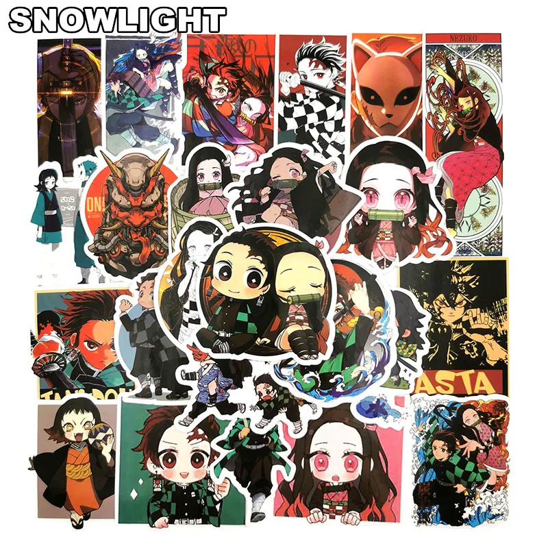 

50pcs Japan Anime Demon Slayer: Kimetsu No Yaiba Sticker PVC Graffiti For Suitcase Luggage Guitar Waterproof Toy Sticker