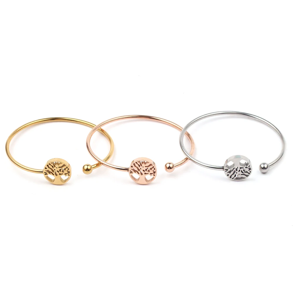 Модный трендовый Открытый браслет «Древо жизни» цвета шампанского, золотистый, женский браслет, регулируемый браслет, ювелирные изделия
