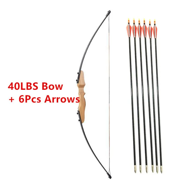 40lbs Bow 6 Arrow 30-40 фунтов прямой Лук Сплит 51 дюймов и Стекловолоконная стрела для детей Молодежная стрельба из лука стрельба дети лук - Цвет: 40lbs Bow 6 Arrow