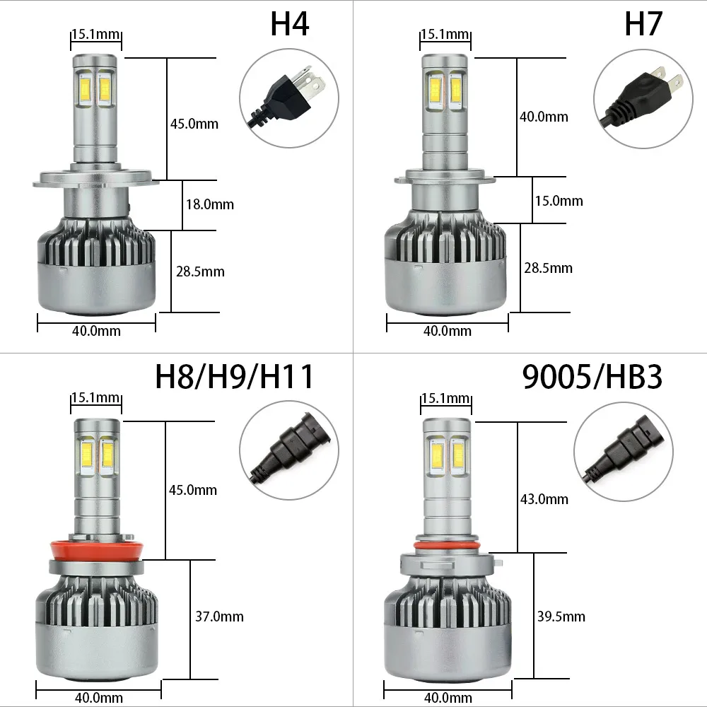 Zdatt Car LED Headlight Bulbs H7 H4 H11 H13 HB3 HB4 Auto Fog Lights 6000K 100W 14400LM Canbus 360 12V 24V Truck Car Accessories