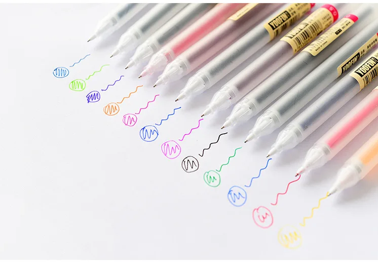 Творческий матовая Ручка гелевая ручка 12 шт./компл. ручка 0,5 мм запасной черный 12 Цветов ручка для школы канцелярские принадлежности