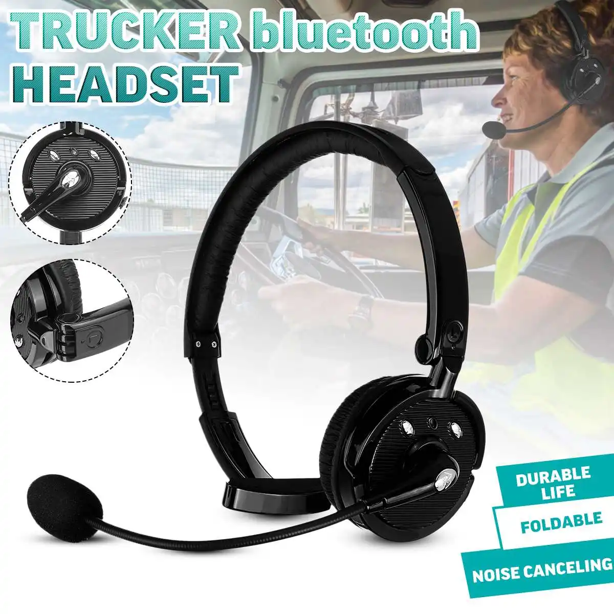Беспроводные bluetooth наушники интеллектуальное шумоподавление через голову Hands Free Регулируемая беспроводная гарнитура для водителя грузовика/водителя