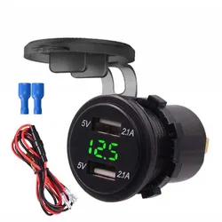 Cargador USB Dual para coche, barco, motocicleta, ATV, RV, cargador de teléfono móvil, voltímetro con pantalla LED de 4.2A