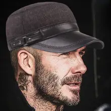 Мужская бейсбольная кепка, Черная кепка, модная зимняя мужская кожаная повседневная кепка, утолщенная шляпа среднего возраста, кепка, мужская кепка#2O14