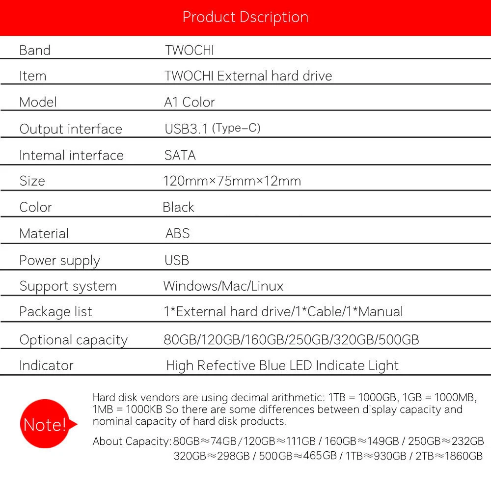 the best external hard drive for pc 2TB 1TB TWOCHI''Super External Hard Drive Disk Type-C 3.1 500GB 320GB  HDD PC, Mac,Tablet, Xbox, PS4, PS5, TV HD USB Flash Drive usb 3.0 hard drive