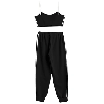 

ZAFUL Side Striped Camisole Top And Jogger Pants Women Casual Suit Drawstring Striped Top and Bottom Autumn Casual Cozy 2019