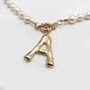 Real Pearl Necklace Choker Alphabet A-Z Initial Pearl Necklace Stainless Steel Buckle GoldColor Pendant Freshwater Pearl Jewelry ► Photo 3/6