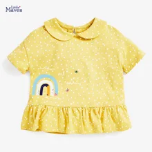 

Little Maven Children Summer Baby Girl Clothes Rainbow Tee Tops Brand Yellow Dot Cotton Soft Cute T Shirt for Kids 2-7 Years