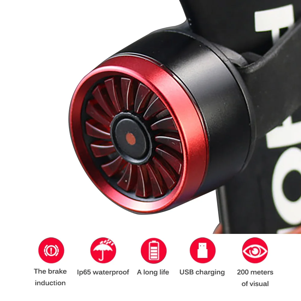 

Waterproof moyorcycle Bicycle Rear USB Rechargeable Light Smart Brake LED Lamp Safety Warning Strobe Light With 5 Light Modes