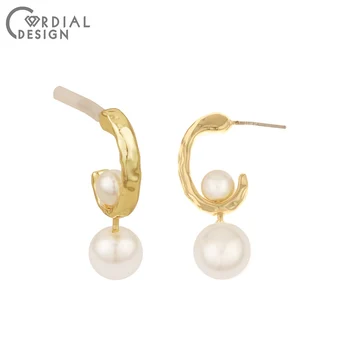 

Cordial Design 50Pcs 11*29MM Jewelry Accessories/Earrings Stud/Hand Made/Hooks Shape/Imitation Pearl/DIY Making/Earring Findings