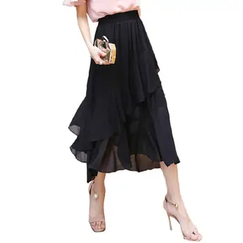 

Hot Fashion Women Elastic High Waist A Line Pleated Irregular Hem Long Midi Skirt A Line Pleated Irregular Hem Long Midi Skirt