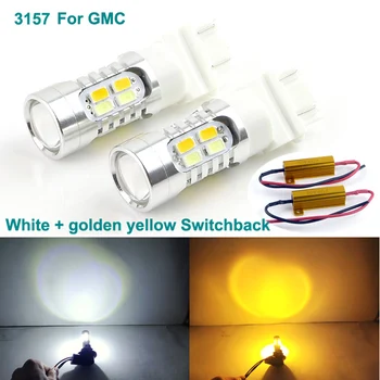 

For GMC Excellent Ultra bright 3157 Dual Color Switchback LED DRL Parking front Turn Signal light Bulbs