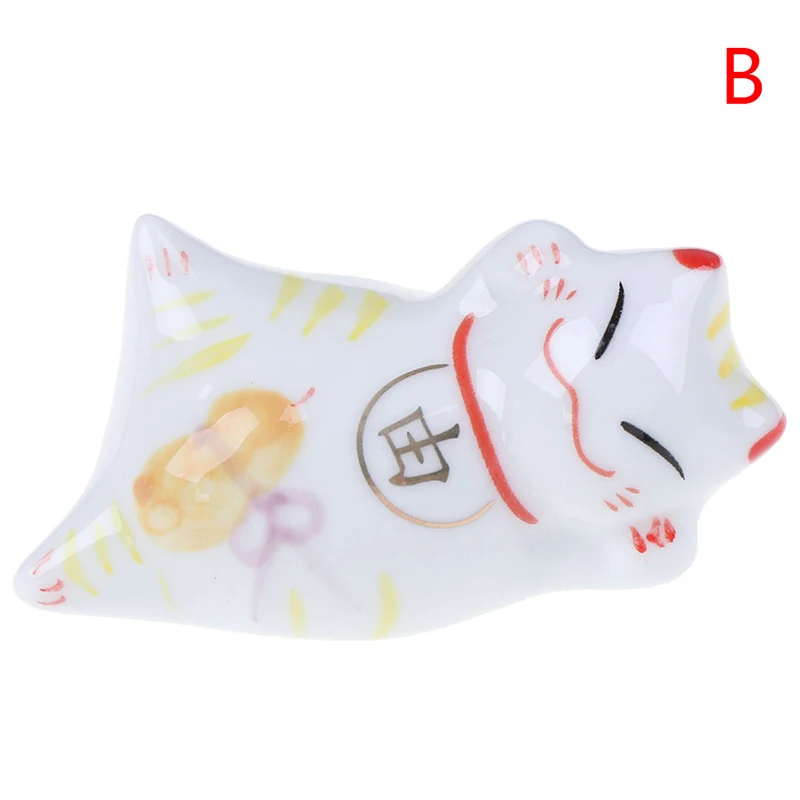 1 шт. Lucky Cat держатель для палочек японские керамические палочки для еды Уход Керамическая фигура «Счастливая Кошечка» домашний отель 7 форм - Цвет: B
