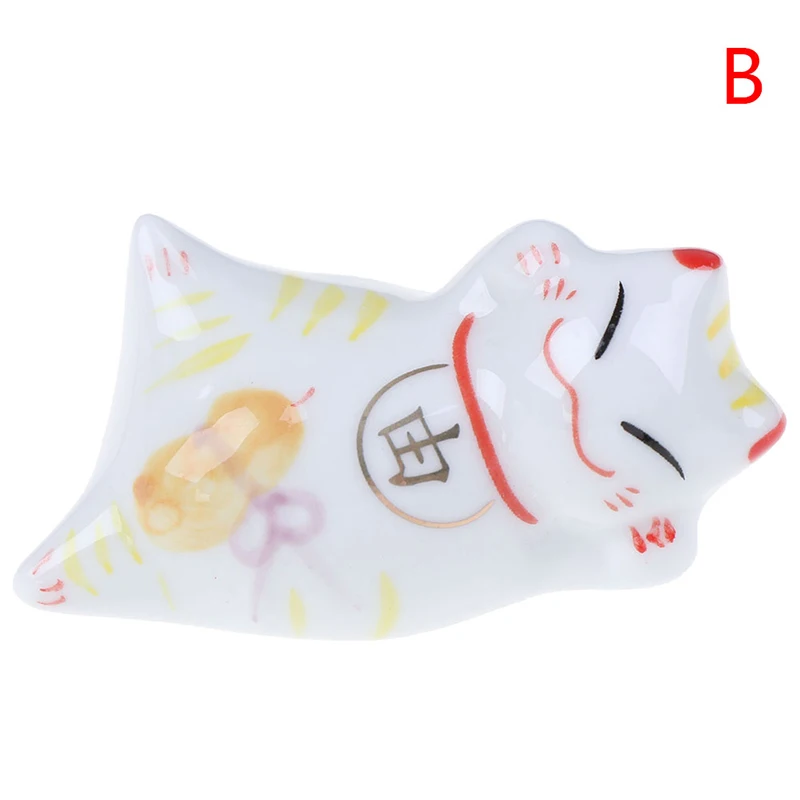 B 1 шт. Lucky Cat держатель для палочек японские керамические палочки для еды Уход Керамическая фигура «Счастливая Кошечка» домашний отель 7 форм - Цвет: B