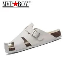 Новая осенне-зимняя обувь; пробковые тапочки; мужские домашние меховые пробковые тапочки; мужские повседневные уличные однотонные плюшевые шлепанцы с закрытым носком; Размеры 35-45