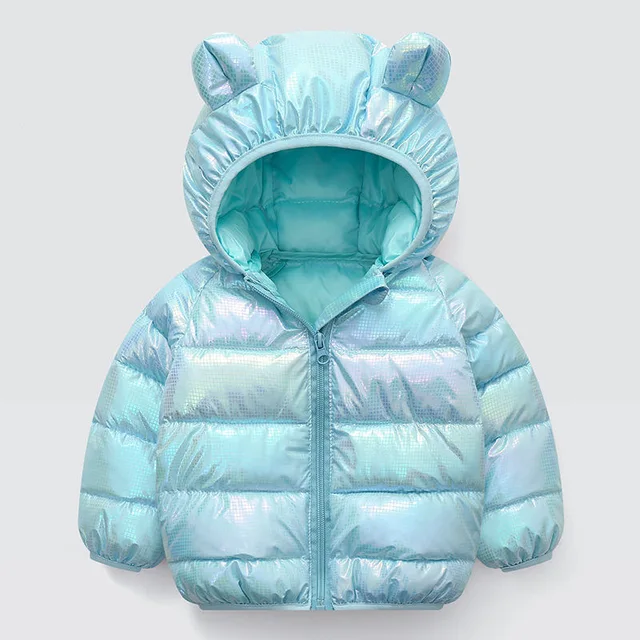 2021 Autumn Winter Hooded Children's Down Jackets for Baby Boys Girls Solid Thick Fleece Warm Kids Top Coats Outerwear Clothes Auburn