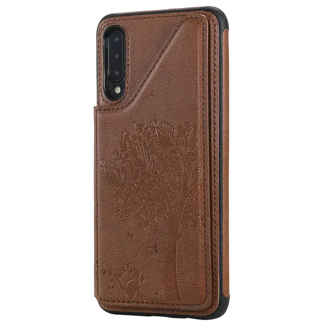 Для Coque samsung A50 чехол 3D тиснение Роскошный кошелек магнит Etui для samsung Galaxy A50 Чехол samsung A50S A 50 S Чехол флип - Цвет: Коричневый