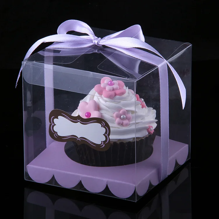 FarBoat 6 Cajas De Regalo De Plástico Transparente Portátil Para Dulces, Cupcakes, Recuerdos De Fiesta, Regalos De Cumpleaños, Embalaje De 5.5 X 2.9 X 5.5 Pulgadas (escritura Roja