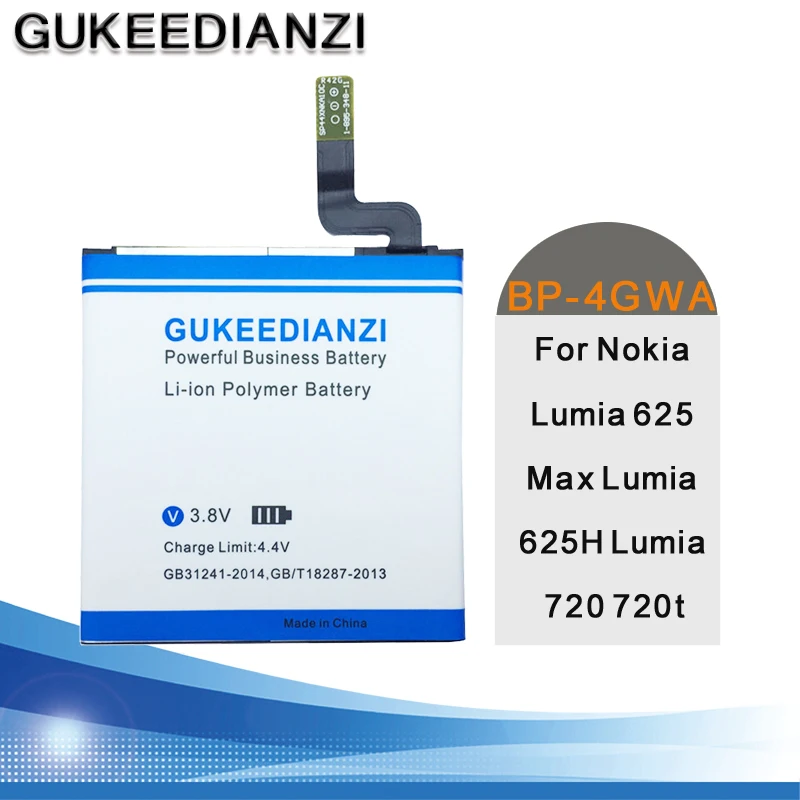 

GUKEEDIANZI Mobile Phone Li-ion Replacement 2000mAh Battery BP-4GWA For Nokia Lumia 625 Max Lumia625H Lumia 720 720t RM-885 Zeal